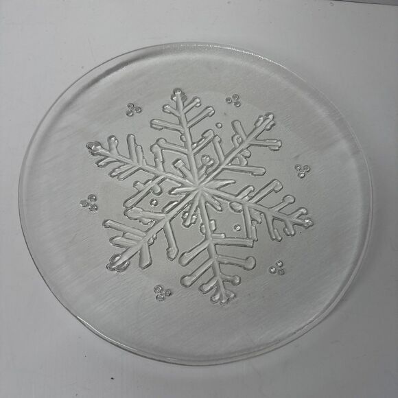 Other - Holiday Snowflake Glass Platter Serving Tray 12.5” Winter